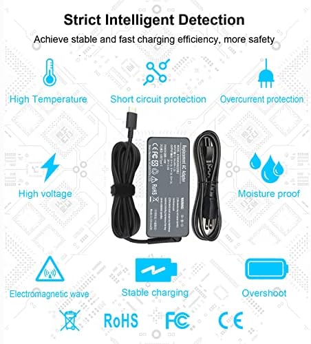 High-Performance 45 W USB-C Charger for HP Chromebook X360 – Rapid Charging & Universal Compatibility for Models 14, 11, and Spectre Series – Reliable Protection Against Overcurrent & Short Circuits – Lightweight Design for On-the-Go Power Solutions – 24/7 Customer Support & 12-Month Replacement Guarantee