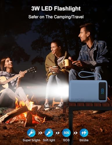 High-Capacity 27000 m Ah Portable Power Bank with Built-In Cable for i Phone 15/16 Series – Fast-Charging USB-C Battery Pack, LED Display for On-the-Go Charging, Reliable Travel Companion for All Smartphones