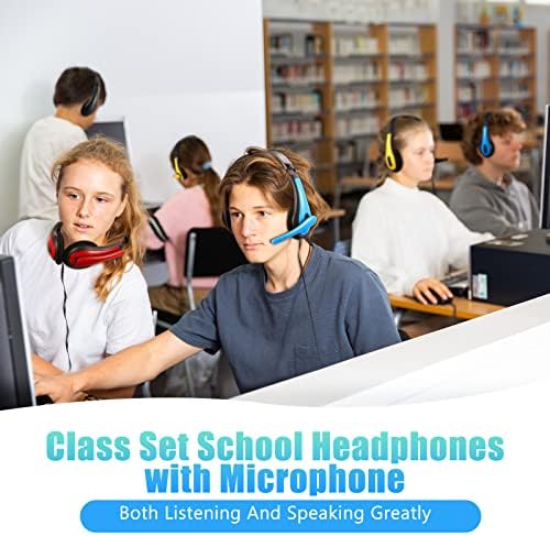 Yunsailing 20 Pack Classroom Headphones with Built-in Microphone – Premium On-Ear Wired Student Earphones for Superior Sound Quality and Seamless Compatibility with Computers, Laptops, and Mobile Devices – Perfect for Educational Settings and Professional Environments (White)