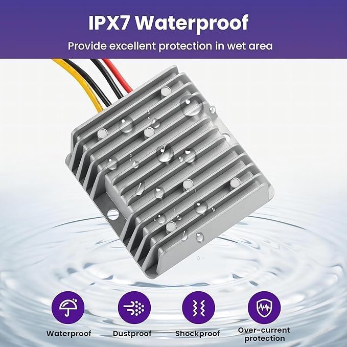 High-Efficiency Waterproof DC/DC Buck Converter: Versatile 20-90 V to 12 V Voltage Regulator for Automotive LED Systems and Heavy-Duty Applications – 20 A Output, 240 W Power Capacity for Reliable Performance in Challenging Environments