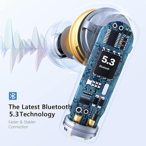 Premium Bluetooth 5.3 Wireless Earbuds – Superior High-Fidelity Audio with 42-Hour Battery Life, Touch Control for Effortless Use & IPX7 Waterproof for Maximum Durability – Perfect for Active Lifestyles and Flawless Connectivity on i Phone and Android – Immerse Yourself in Exceptional Sound and Comfort