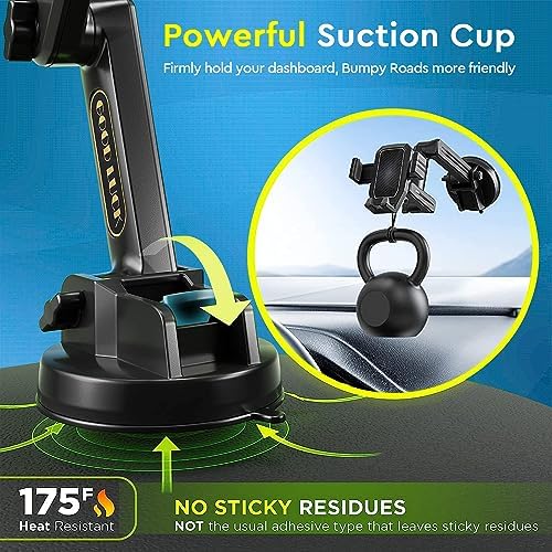 Heavy-Duty Truck Phone Mount – Secure Dashboard & Windshield Holder for i Phone/Samsung – Adjustable Suction Cup Design for Semi-Truck Accessories – Enhance Safety & Navigation Experience on the Road