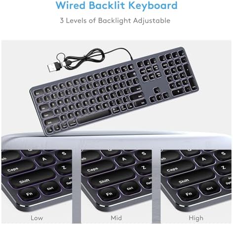 Sleek All-Aluminum Wired Keyboard for Mac – Full-Size USB-A & USB-C Connectivity, Ergonomic Design with Numeric Keypad for Enhanced Productivity on i Mac, Mac mini, Mac Book Pro & Air – Perfect Blend of Style and Functionality for Apple Users