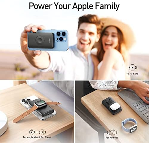 i WALK MAG-X Magnetic Wireless Power Bank with Integrated Apple Watch Charger – 10000 m Ah PD Fast Charging Solution for i Phone 16/15/14/13/12 Series and Apple Watch Ultra/8/7/6/5/4 – Ultimate Portability and Efficiency for On-the-Go Charging