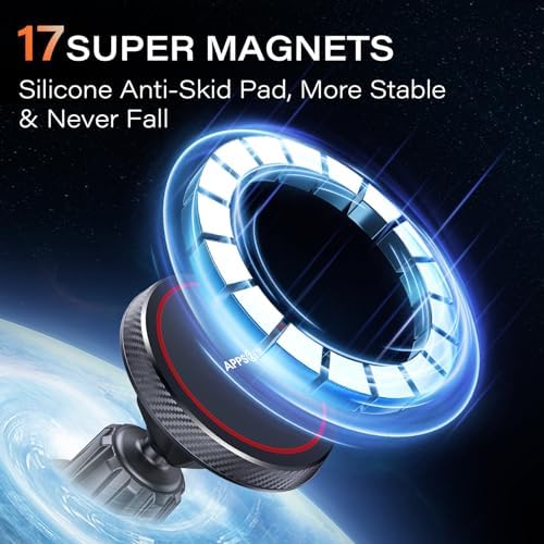 Upgrade Your Driving Experience with the APPS2 2-Pack Magnetic Phone Car Mount – Enhanced Air Vent Holder for i Phone & Galaxy Devices, Featuring 6 Ultra-Strong Magnets and Adjustable Secure Fit for All Vehicle Types – Perfect for Hands-Free Navigation and Communication