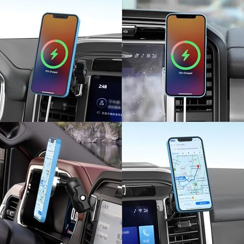 EASEORD Magnetic Wireless Car Charger Vent Mount for Ford F150 & F-Series (2021-2025) – Fast 15 W Mag Safe Charging for i Phone 15/14/13/12 – Stay Connected Safely on the Road with Enhanced Stability and Easy Installation