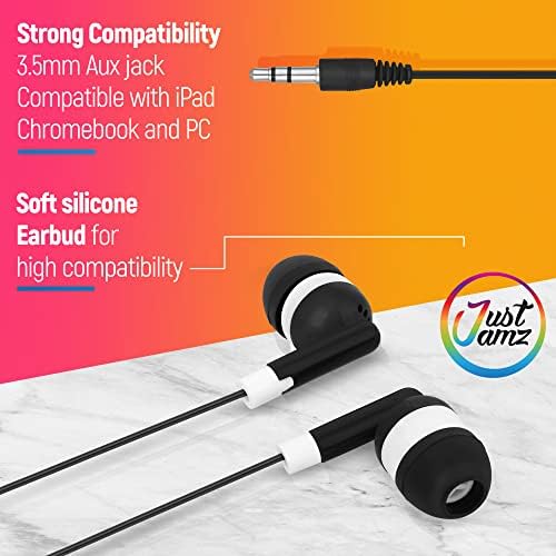 Bulk 100 Pack Wired Earbuds for Classrooms | Disposable In-Ear Headphones with Classic Black Dot Design | Ideal for Students, Group Activities, and Library Use | Lightweight, Comfortable, and Tangle-Free Audio Solution for Enhanced Learning Experience