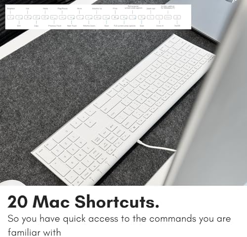 Transform Your Workspace with the Macally Slim USB Wired Keyboard – Perfect for Mac & Windows Users, Featuring 110 Scissor Switch Keys and Numeric Keypad for Ultimate Efficiency! Enjoy Seamless Typing with 20 Custom Shortcuts and Hassle-Free USB Plug-and-Play Setup – Ideal for Professionals and Everyday Tasks!