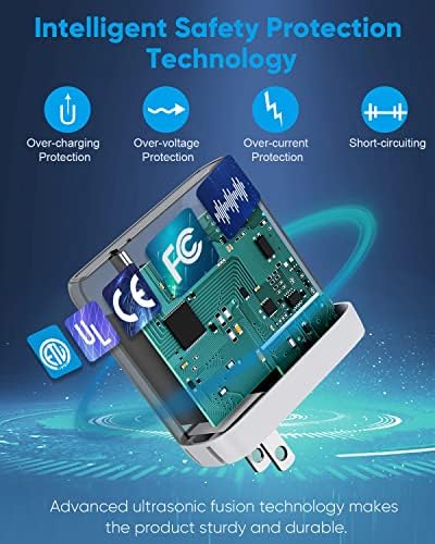 100 W USB-C Power Adapter – Ultra-Fast Wall Charger with PD 3.0 Technology, 6 ft 5 A Cable – Universal Compatibility for Mac Book, i Pad, i Phone 14, Pixel, Chromebook & USB-C Laptops – Compact, Durable & Safe Charging Solution for Home and Travel