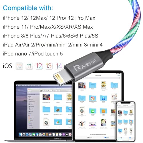 Illuminate Your Charging Experience with the 6 FT Pink LED Lightning Cable – MFi Certified Fast Charging Cord for i Phone 13, 12, 11 Pro Max, XR, XS, X, 8 Plus, 7 Plus, 6 Plus, 5 s & i Pad – Stylish, Durable, and Conveniently Long for Enhanced Flexibility and Quick Power-Up