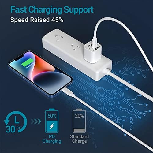 Ultra-Fast i Phone Charger Bundle – MFi Certified 6 FT USB-C to Lightning Cable with 20 W PD3.0 Quick Charge Block for Rapid Power Delivery – Compatible with i Phone 14, 13, 12, SE, 11 Pro Max, XS, XR & i Pad – Durable, Compact Design for Everyday Use