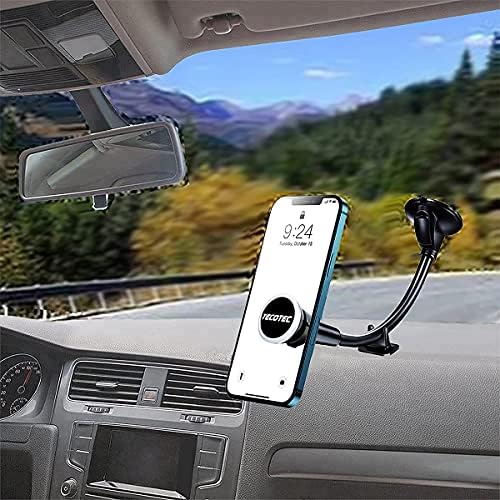 Flexible Gooseneck Magnetic Phone Holder for Car – 12-Inch Suction Cup Mount for Safe Hands-Free Navigation and Communication, Universal Compatibility for All Smartphones