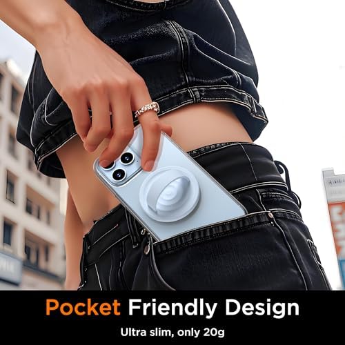 Upgraded Magnetic Phone Grip for i Phone: Premium Silicone Loop Holder with Mag Safe Compatibility – Ergonomic 360-Degree Stand, Non-Slip Design in Sleek Black for Enhanced Comfort and Secure Handling on i Phone 16/15/14/13/12 Pro Max/Plus