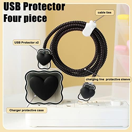 Charming Kawaii Waves DIY Cable Protector for i Phone Chargers – 3 D Love Heart Design, Durable Data Cable Saver for i Phone 11, 12, 13, 14, Pro Max, XS, XR, X, 7, 8 Plus – Lightweight & Easy to Install for Enhanced Charging Experience – Perfect i Phone Charger Accessory to Prevent Fraying and Damage