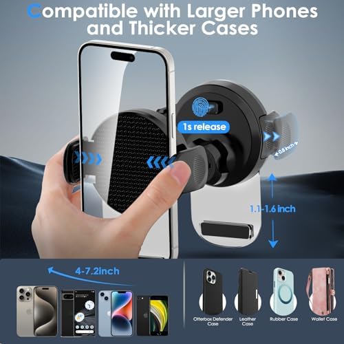 Transform Your Driving Experience with the 360-Degree Rotating Rearview Mirror Phone Holder – Adjustable Fit for 4-7 Inch Smartphones, Sleek Mirror-Black Design for Ultimate Convenience and Safety