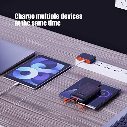 Power Your Devices Anywhere with the 45 W USB-C Portable Charger – 10000 m Ah External Battery Pack with Built-in AC Wall Plug for Rapid Charging of i Phone, Laptop & Android – 5 Outputs for Ultimate Versatility and Convenience