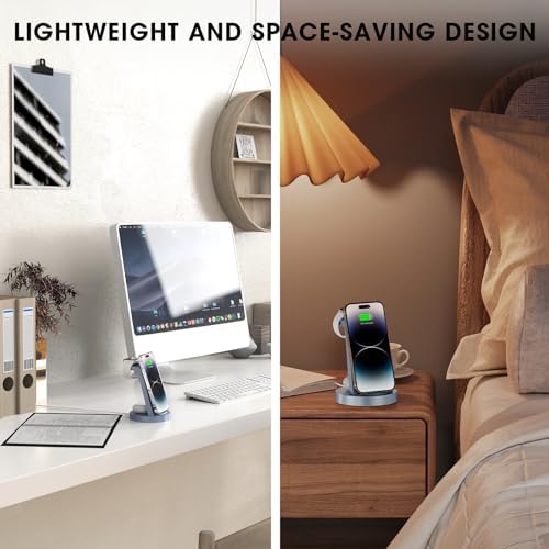 Sleek 3-in-1 Wireless Charging Station for i Phone & Apple Watch – Fast Charging Dock for Air Pods 11-16, Pro Max Models – Stylish Rose Finish & Space-Saving Design for Efficient Device Organization