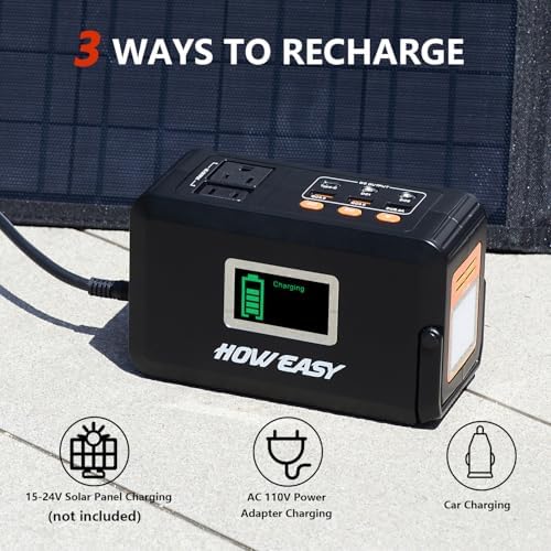 Ultimate HOWEASY 120 W Portable Power Bank – 24000 m Ah High-Capacity Laptop Charger with Dual AC Outlets, Triple DC Ports, and Dual USB QC3.0 Fast Charging – Perfect for Camping, Travel, and Emergency Power Supply with Built-in LED Light