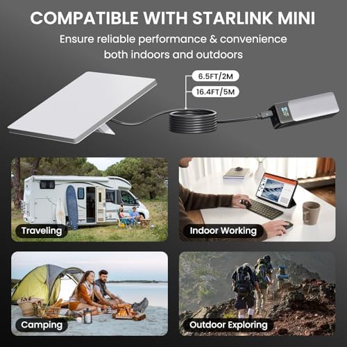 Experience Unmatched Connectivity with the Bar Baren 6.56 FT Starlink USB C Cable – Enhanced Performance for Starlink Mini with LED Indicator and Waterproof Design, Ideal for 60 W+ Power Banks and Outdoor Use – Elevate Your Internet Experience Today!
