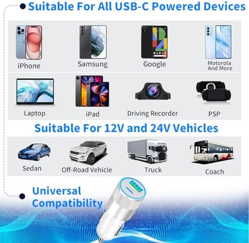 Braveridge 66 W Dual Port USB-C Car Charger for i Phone 16 – MFi Certified Fast Charging with Type-C Braided Cable – Enhanced Compatibility for i Phone 16/16 Pro Max/15/15 Pro/i Pad – Ideal for Road Trips and On-the-Go Power Solutions