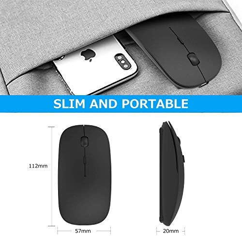 Sleek Bluetooth Wireless Mouse for Mac, Windows & i Pad – Ergonomic Design, High-Precision Navigation, Rechargeable & Dual-Mode Compatibility (Gray & Black) – Elevate Your Productivity with Clutter-Free Connectivity