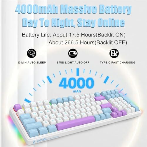 E-YOOSO Z-99 Tri-Mode Wireless Mechanical Keyboard – Customizable RGB Backlit Gaming Experience with Hot-Swappable Linear Switches, Gasket Design for Enhanced Comfort and Performance, USB-C/Bluetooth 5.0/2.4 GHz Connectivity, Perfect for Gamers and Typists Seeking Precision and Style