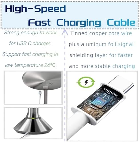 Premium 6.6 ft USB-C Charging Cable for Simple Human 8″ Round Sensor Makeup Mirrors – Fast Charging, Enhanced Compatibility for Models ST3052, ST3053, ST3054, ST3055, ST3034 – Durable Power Solution for Flawless Makeup Application Anytime