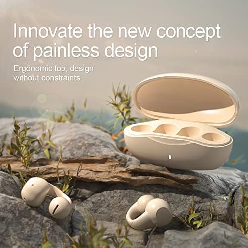 Revolutionize Your Listening Experience with Open Ear Wireless Bluetooth Ear Clip Bone Conduction Headphones – Lightweight Nude Color Earbuds for Active Lifestyles – Stay Aware and Connected with Enhanced Compatibility and Speed