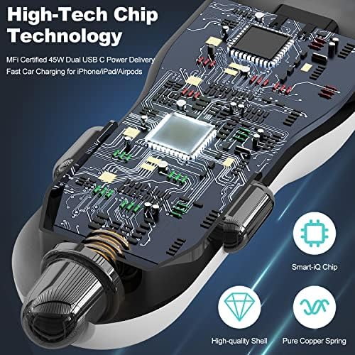 Cabepow 40 W Dual USB-C Car Charger for i Phone 15 Series & i Pad Pro – Rapid Dual-Port Fast Charging Adapter with 2 x 6 FT USB-C Cables for Enhanced Device Compatibility & On-the-Go Power Solutions