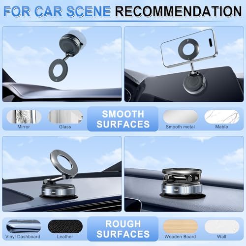 Liv Tee Premium Magnetic Phone Holder with 360° Rotation – Ultimate Car Mount for i Phone & Android – Secure Vacuum Suction Cup for Hands-Free Navigation and Sleek Interior Style