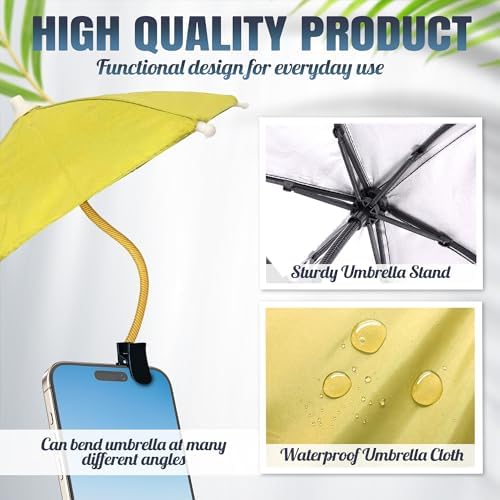 Smartphone Sunshade – Clip-On UV Protection Umbrella for Phones, Universal Fit Outdoor Accessory, Lightweight & Portable Sun Shield in Bright Yellow – Enhance Comfort & Visibility on Sunny Days
