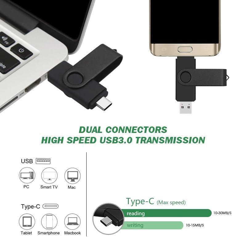 32 GB Dual USB Flash Drive 2.0 – Versatile 2-in-1 USB C & USB A Thumb Drive for Effortless Data Transfer on PCs and Type C Phones – Reliable External Memory Stick for Photos, Videos, and Documents – Portable Plug-and-Play Storage Solution