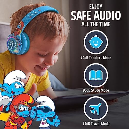 Vibrant Power Locus PLED Kids Bluetooth Headphones – Safe Volume Control (74/85/94 d B), Fun LED Lights, Hi-Fi Sound, Built-in Microphone & Multi-Connectivity for Travel, Learning & Play – Perfect Over-Ear Design for Children