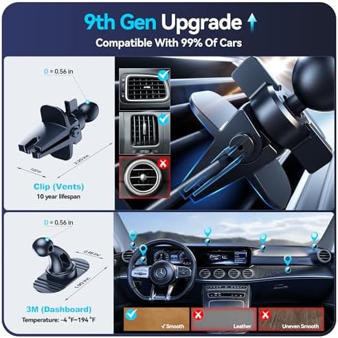 Experience Ultimate Driving Convenience with the Beser Mag Safe Car Mount Charger – 15 W Qi Wireless Charging for i Phone 15/14/13/12 Series, Powerful 4.13 lbf Magnetic Hold, Multi-Purpose Dashboard/Vent Phone Holder, Customizable 7-Color LED Lights, Premium Aluminum Design in Sleek Silver Finish
