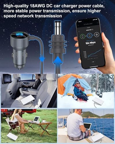 Starlink Mini Car Adapter – Dual-Port Waterproof Fast Charger with PD30 W & QC18 W, 10 FT 12 V DC Power Cable for Ultimate Compatibility in Cars, Trucks, Vans, and Yachts – Reliable Power On-the-Go