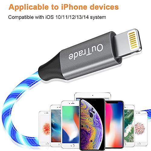 Vibrant LED i Phone Charger Cable | MFi Certified Lightning Cable for Fast, Reliable Charging | 6 ft Multicolored Glow Cable Compatible with i Phone 12, 11 Pro Max, XR, X, SE, 8 Plus, i Pad, i Pod | Stylish Power Solution for On-the-Go Charging