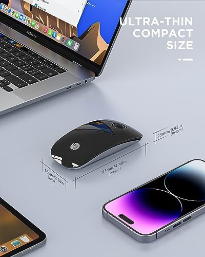 Sleek Purple Wireless Bluetooth Mouse – Effortless Dual Connectivity, 1600 DPI Precision, Whisper-Quiet Clicks, Long Battery Life for Enhanced Productivity and Versatile Device Compatibility