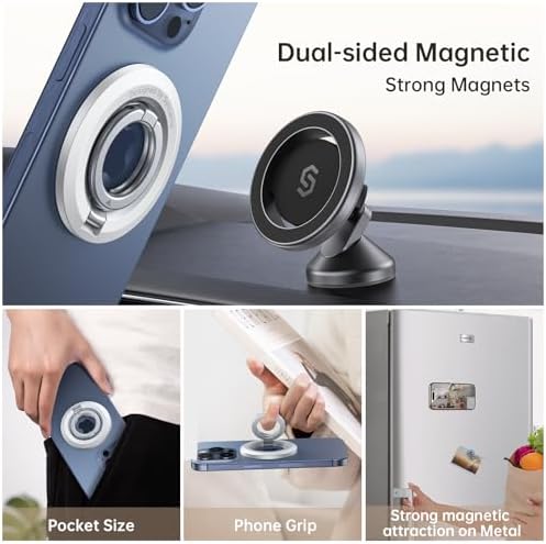 SYNCWIRE Mag Safe Phone Ring Holder – Stylish Magnetic Grip & Hands-Free Kickstand for i Phone 16, 15, 14, 13, 12 Pro Max – Secure 360° Rotation, Durable Build for Everyday Convenience & Enhanced Stability