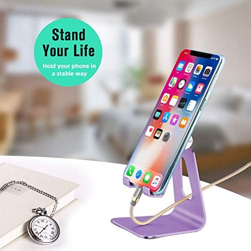 Adjustable Cell Phone Stand, Phone Holder,Tablet Stand Dock,Aluminum Desktop Compatible with iPhone 12 iPad,Samsung Galaxy,Google All Smart Phone/Tablets Under 10 in-Rose Gold + Royal Purple – Enhanced Compatibility and Speed