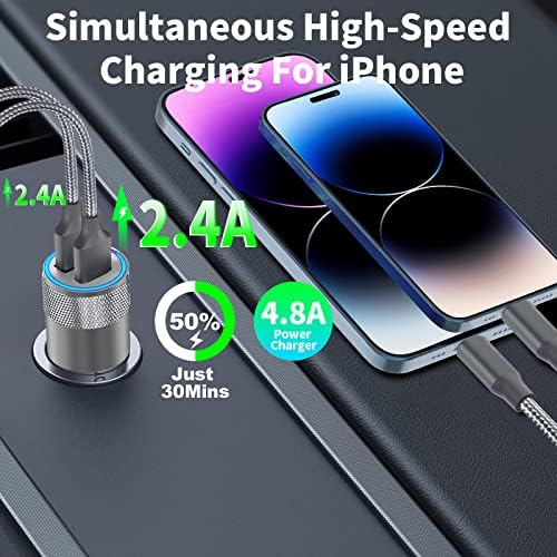 Braveridge 66 W Dual Port USB-C Car Charger for i Phone 16 – MFi Certified Fast Charging with Type-C Braided Cable – Enhanced Compatibility for i Phone 16/16 Pro Max/15/15 Pro/i Pad – Ideal for Road Trips and On-the-Go Power Solutions
