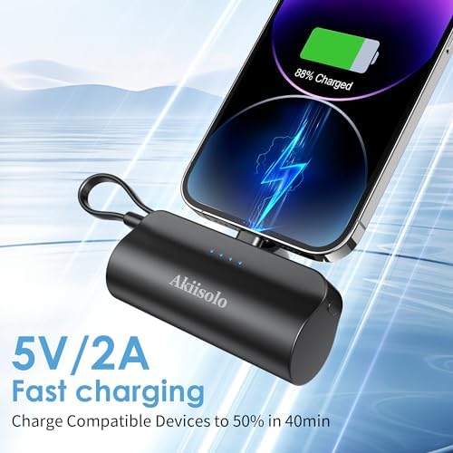 Mini Power Bank for i Phone: 5000 m Ah Fast Charging Portable Charger with Dual Interface for i Phone 15/14/13/12/11/X/8/7/6 – Sleek, Lightweight Battery Pack for On-the-Go Convenience and Enhanced Compatibility