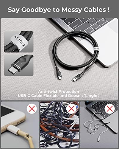 VOLTME 3.3 ft USB C Cable 2-Pack – Premium Nylon Braided Type C Charger for Fast Charging & High-Speed Data Transfer – Compatible with Mac Book Pro 2020, i Pad Pro 2021, Galaxy S22, Pixel, Switch & More – Durable, Universal Charging Solution in Grey for Enhanced Performance and Longevity