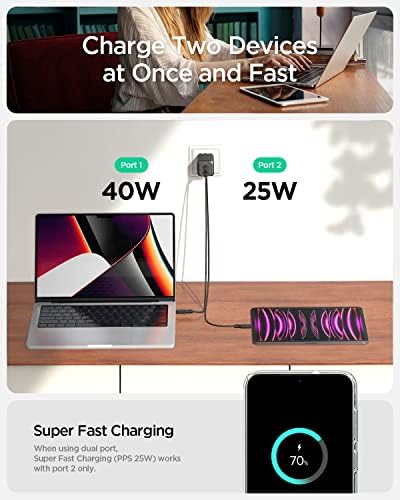 Experience Unmatched Charging Efficiency with Spigen Ga N III 452 45 W Dual USB-C Wall Charger – Portable Fast Charging Adapter for i Phone, Samsung Galaxy, and Pixel Devices – Compact Foldable Design for Ultimate Convenience