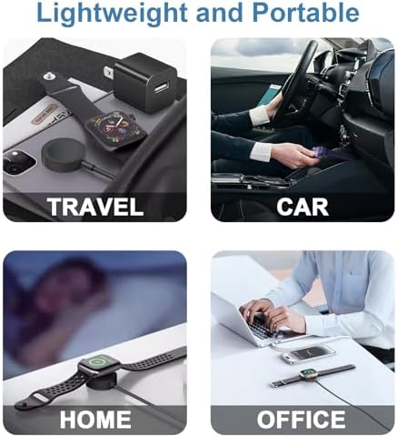 Chic 3.2 FT Wireless Fast Charger for Apple Watch – Effortless Charging Solution with Stylish Pink Design, Compatible with All Series 1-10, Includes Wall Plug for Ultimate Portability and Quick Power-Ups for Active Lifestyles