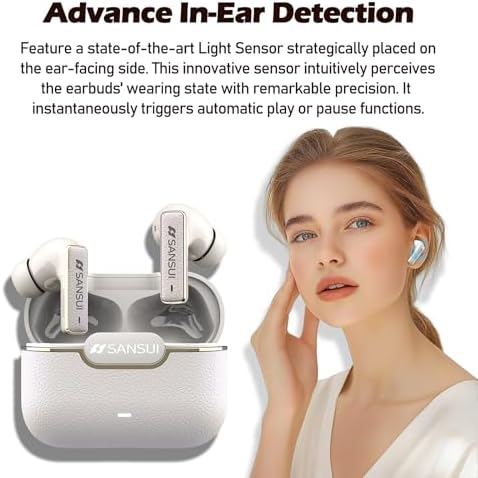 SANSUI W28 Wireless Earbuds – Cutting-Edge Bluetooth 5.4 with Active Noise Cancelling & IPX4 Water Resistance, Deep Bass Performance, 28-Hour Playtime, and Advanced Environmental Noise Cancellation Mics in Stylish Secret Night Blue – Ideal for Music Aficionados and Active Lifestyles