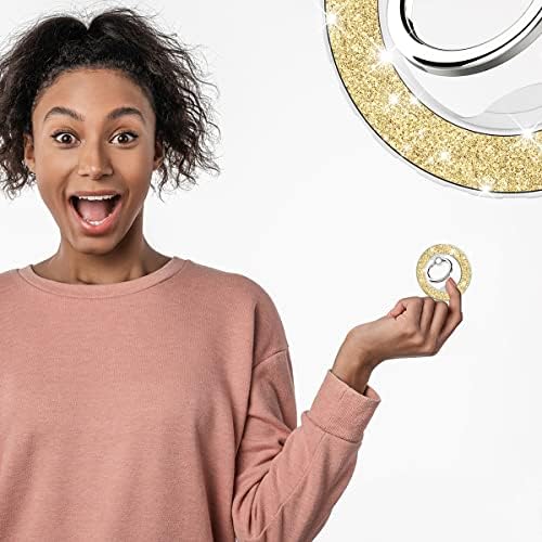 Glittering Magnetic Phone Ring Holder for Mag Safe – Ultra-Strong 2000 g Grip Compatible with i Phone 15, 14, 13, 12 Pro Max, Pro, Plus, Mini – Wireless Charging Friendly with 360° Rotation and 150° Adjustable Kickstand – Stylish Teal Design for Enhanced Functionality and Aesthetic Appeal