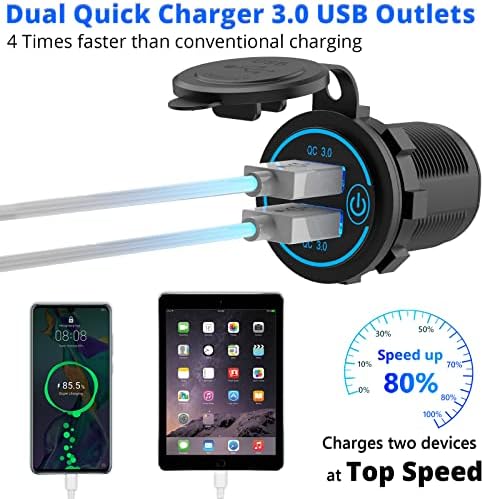 Maximize Your Charging Potential with the Qidoe 5-Pack Quick Charge 3.0 Dual USB Power Outlet – Waterproof Touch Switch Fast Charger for 12 V-24 V Vehicles, RVs, Boats, and Motorcycles – Unmatched Compatibility and Speed in a Cost-Effective Bundle