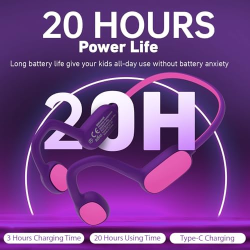 Revolutionary Bluetooth 5.2 Kids Headphones – Safe 85 d B Volume Limiting with Open Ear Design, IPX5 Waterproof for All Adventures, 20 Hours Playtime, Superior Stereo Sound with Built-in Mic – Perfect for School & Playtime in Chic Pink
