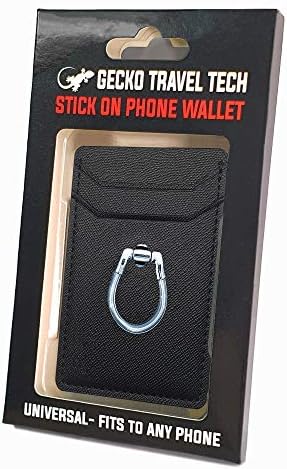 Gecko Universal Phone Ring Wallet – 360° Swivel Grip with Strong Adhesive for Credit Cards and Cash – Enhanced Stability and Comfort for Selfies, Videos, and Everyday Use – Compatible with All Cell Phone Models – Durable, Magnetic Mount Ready – Gray Finish – 90-Day Satisfaction Guarantee
