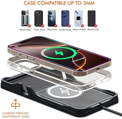 Revolutionize Your Driving Experience with the LANSEMKU Wireless Car Charging Pad – Fast, Safe & Anti-Slip Dashboard Holder for i Phone 16/15/14/13 Pro Max & Samsung Devices, Compact Charging Mat for Ultimate Convenience and Efficiency